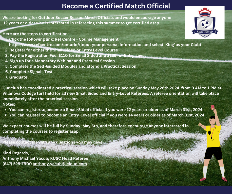Become an Official Match Official This Summer!